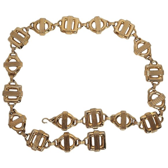 Vintage 1986 MZA of NY Gold Metal Statement Belt 37-3/4" L x 1-1/2" W - Picture 10 of 15